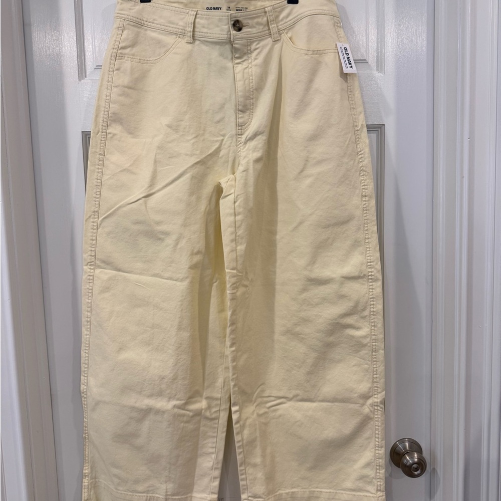 Cream Wide-Leg Pants